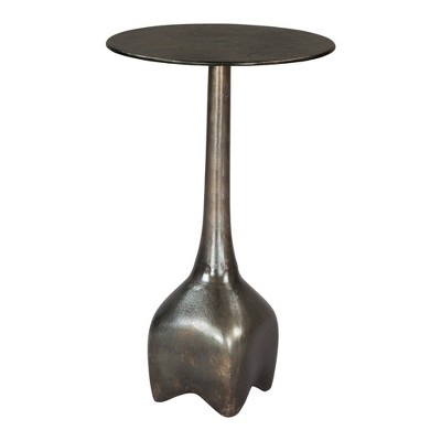 HomeRoots 22" Charcoal Aluminum Round Pedestal End Table