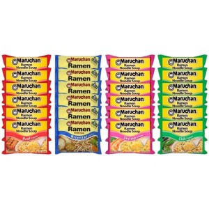 Maruchan Ramen Instant Noodle Soup Variety Mix 24 Packs, 4 Flavors - 6 Soy Sauce, 6 Beef, 6 Shrimp , 6 Chili - 1 of 1