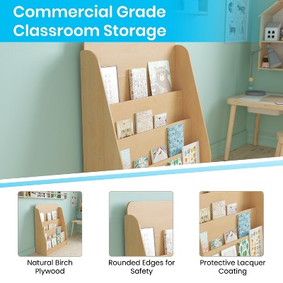 Natural Wood Kids Book Storage Shelf with Curved Edges