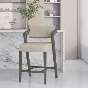 Snyder 26" NonSwivel Counter Height Barstool Aged Gray/Ecru - Hillsdale Furniture: Upholstered, Wood Frame - 1 of 4