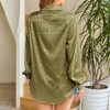 Coolmee Leopard Stain Button Down Shirts for Women Roll Up Long Sleeve V Neck Casual Work Shirts - 3 of 4