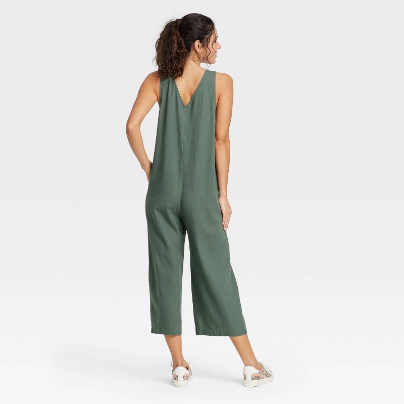 Women&#39;s Sleeveless Cropped Jumpsuit - Universal Thread&#8482; Green L, 2 of 4