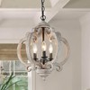 LNC Quaint 3-Light 15.5" Farmhouse Lantern Small Chandelier, Brushed Black and Distressed Grayish White Wood - 2 of 4