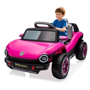 Children's stroller, Volkswagen Beetle authorized model, four-wheeled, with remote control, battery display, USB interface, horn and music function. - 1 of 4