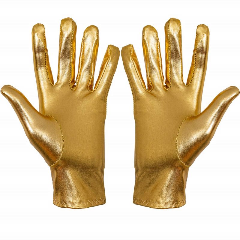 Skeleteen Womens Metallic Costume Gloves - Gold, 1 of 7