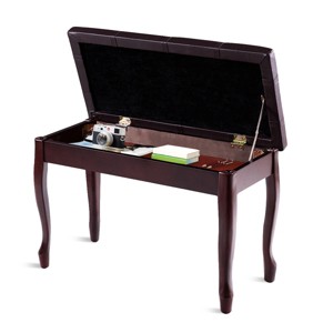 Tangkula PU Leather Piano Bench Solid Wood Padded Double Duet Keyboard Seat w/ Storage Box - 1 of 4