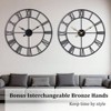 30 Inch Wall Clock Decorative Oversized Black Metal Roman Numeral Silent Modern Farmhouse Living Room Clock - 3 of 4