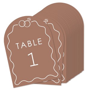 Big Dot of Happiness Mocha Brown Wedding Rings Table Numbers Centerpieces, Double-Sided 5 x 7 inches Cards, Table Numbers - 1-20 - 1 of 4