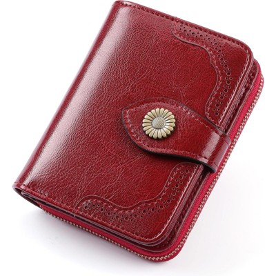 BEAFUP Small Women’s Genuine Leather Wallet - RFID Blocking with 7 Card Slots & Zipper Coin Pocket ID Window,for Daily,Travel & Shopping