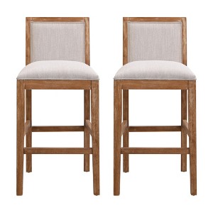 DSVIMOY Counter and Bar Stool Rubber Wood Frame with Fabric Cushion Set of 2 for Kitchen and Dining, Beige, 43"*22"*11.5" - 1 of 4