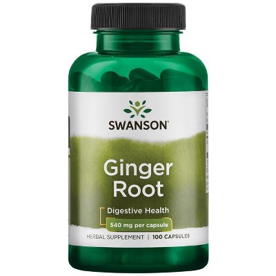Swanson Premium Full Spectrum Ginger Root, Helps Soothe Your Stomach, Decrease Mild & Occasional Nausea, Gas & more, 540 mg (100 Capsules).