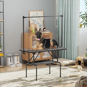 Dog Grooming Table,Foldable Pet Grooming Tables at Home with Adjustable Arm,Nooses, Mesh Tray - 1 of 4