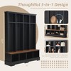PAGED Wood Hall Tree with 5 Hooks, Farmhouse Coat Rack with Shoe Bench and Storage Shelves, Entryway Shoe Storage for Mudroom, Living Room - 3 of 4