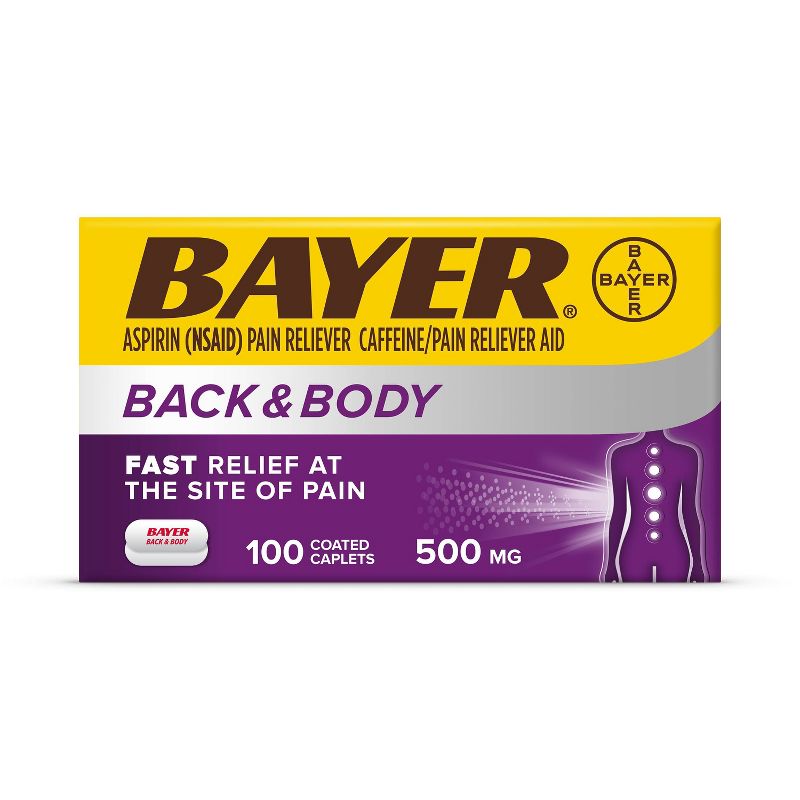 Bayer Extra Strength Pain Reliever Back and Body 500mg Caplets Tablets - Aspirin (NSAID) - 100ct, 1 of 5