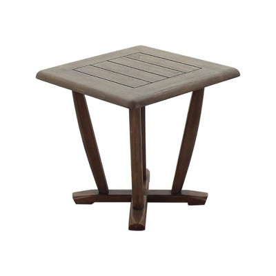 Avalon FSC Teak Square End Table - Gray - Courtyard Casual