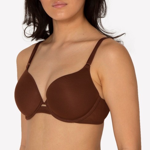 Smart & Sexy Womens Everyday Invisible Full Coverage T-Shirt Bra Chocolate  Mesh 36DDD