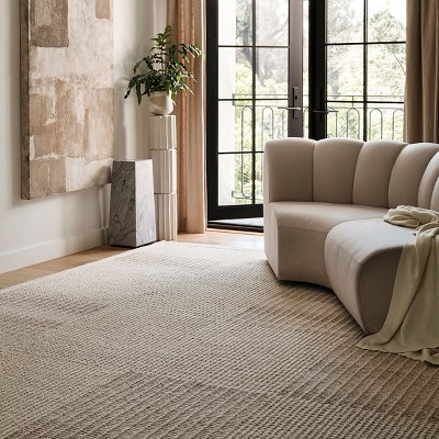 Montceito Ivory Hand-Tufted Wool Rectangular Area Rug, 6' x 9'
