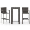 vidaXL Patio Bar Set 3 Piece, Bistro Set for Outdoor Porch Yard, Bar Stool with Cushions, Bistro Table, Farmhouse Modern Style, Poly Rattan Gray - 2 of 4