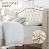 Bed Frame with Button Tufted Headboard, Velvet Upholstered Bed Frame with Wooden Slat Support, Under Bed Storage, No Box Spring Needed, Beige - 4 of 4