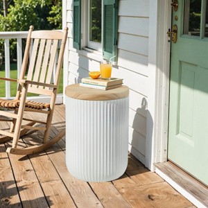 EROMMY Outdoor Coffee Table With Storage, Round Side Table With Storage And Accent Table For Indoor And Outdoor - 1 of 4