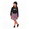 Deux par Deux Girl Organic Cotton Long Sleeve T-Shirt Black with Sequin Rainbow - 2 of 4