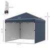 VisioGear 10'*10' Pop Up Canopy Tent with 3 Sidewalls, Height Adjustable, Instant Party for Garden, Patio, Navy Blue, 117"*117"*112.25" - 3 of 4