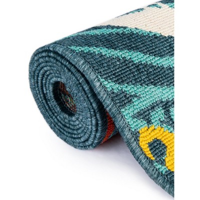 Navy Blue Coastal Nautical Anchors 2' x 3' Outdoor Rug