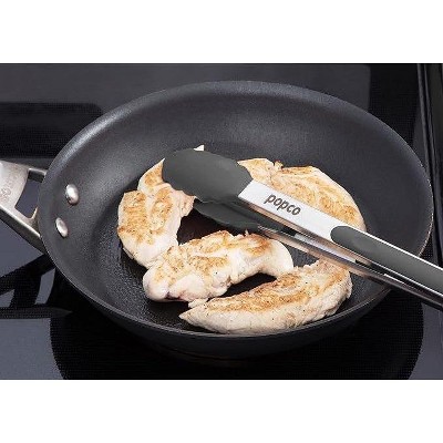 Popco Silicone Tongs for Cooking- 3 Pieces, Black