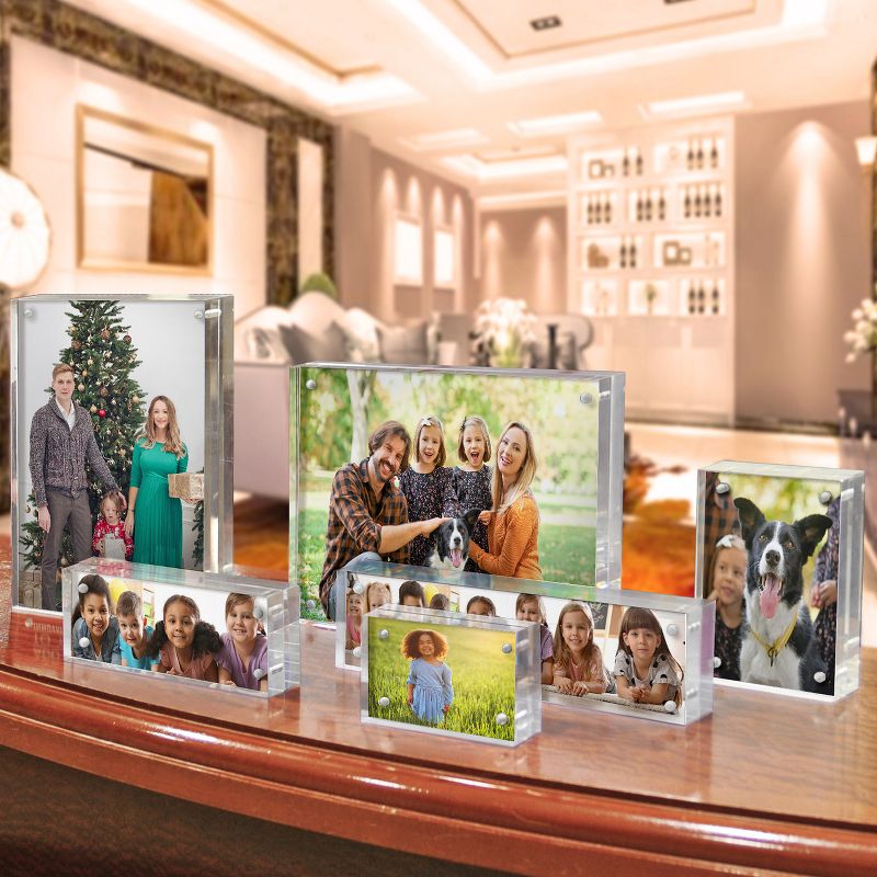 Azar Displays Clear Acrylic Magnetic Photo Frame Block 8.5" x 5.5" Vertical/Horizontal, 5 of 7
