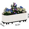 Portable Elevated Planter Box with Reservoirs, Corrosion-Resistant Steel Plant Bed, Wheels, Wave Sides, Indoor/Outdoor, White - 3 of 4