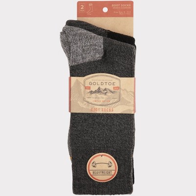 Signature Gold by GOLDTOE Men's Recycled Heavyweight Crew Boot Socks 2pk - Charcoal/Black Marl 6-12.5