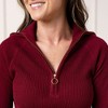 Hope & Henry Women's Organic Long Sleeve Fine Gauge Rib Knit Half Zip Sweater, Oxblood, X-Small - 2 of 4