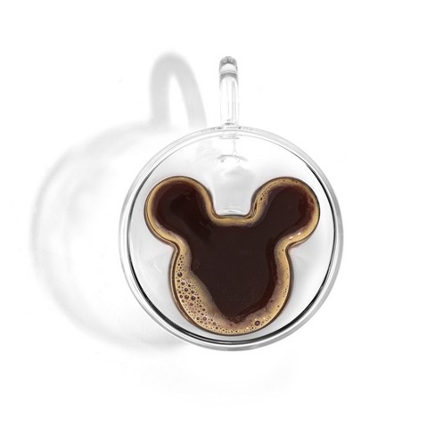 JoyJolt Set of (2) 5.4-oz Disney Mickey 3D Espresso Cups ,Clear