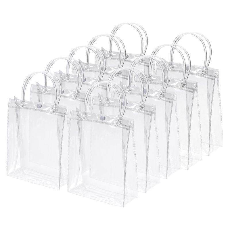 Unique Bargains Party Wedding Reusable Mini PVC Plastic Gift Wrap Tote Bag with Handles Clear 11.8" x 7.9" x 7.9" 10 Pack, 1 of 6