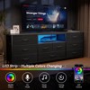 9 Drawer Dresser 63” Long TV Stand for Bedroom Center with Power Outlet & LED Light for 65"-75" TV Black Dresser with Fabric Storage Black - 4 of 4