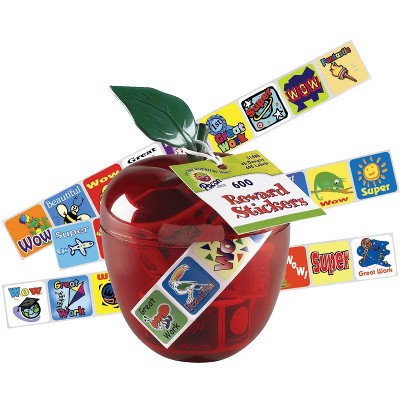 Pacon Reward Sticker Apple, Assorted Designs, 1 in x 1 in, pk of 600