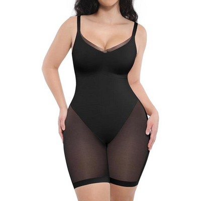 SHAPELLX Women Shapewear Bodysuit Tummy Control Body Shaper Butt Lifting Seamless Sculpting Body Suit—Black 38