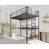 VINGLI Twin Metal Loft Bunk Bed Frame with Desk Underneath,2 Charging Station,LED Lights,Safety Guardrail and Stair,No Box Spring Needed,Black - 3 of 4
