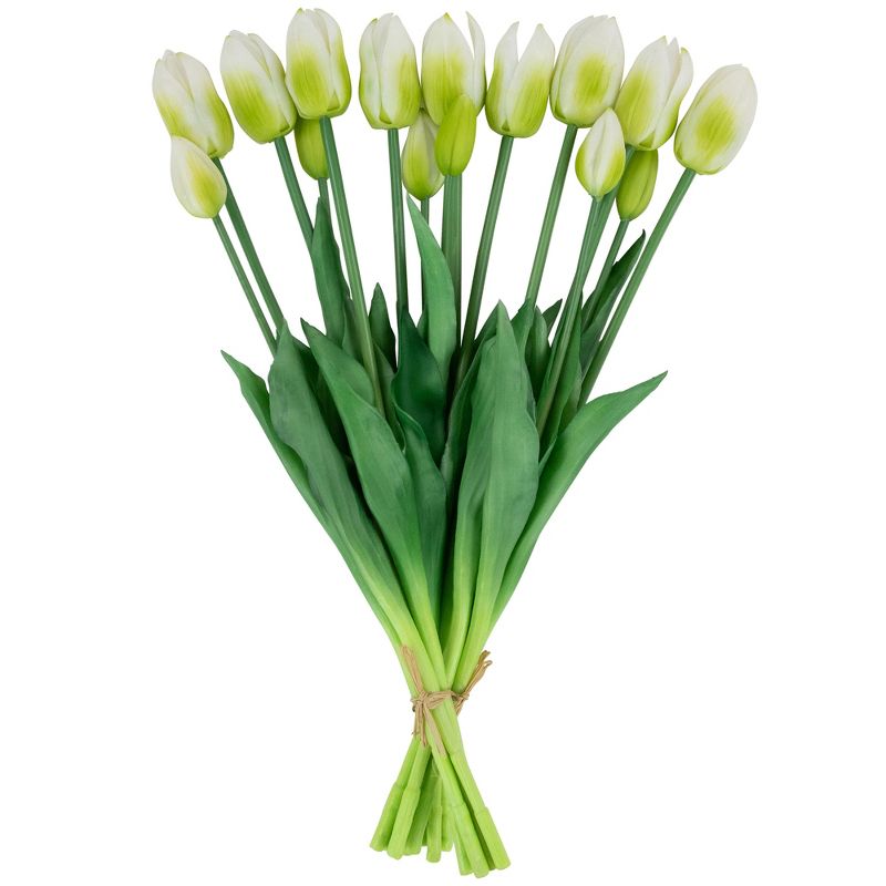 Northlight Real Touch™ White and Green Artificial Tulip Floral Bundles, Set of 6 - 18", 3 of 9