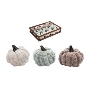 Transpac Polyester 12 in. Multicolor Harvest Plush Neutral Pumpkins In Crate Set of 12 - 1 of 3