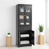 Tall Bathroom Storage Cabinet with Glass Doors, 1 Drawer, Adjustable Shelf & Multi-Tier Storage, Black, 14.5" Wide - 3 of 4