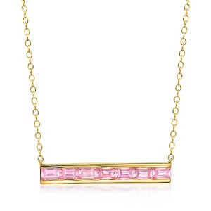 Pure Collection by Ross-Simons 1.90 ct. t.w. Lab-Grown Pink Sapphire Bar Necklace in 18kt Gold Vermeil Size 16 - 1 of 4