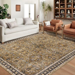 Vintage Rug Living Room Rug Floral Print Bedroom Rug Soft Non-Slip Low Pile Area Rug - 1 of 4