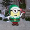 Gemmy Christmas Airblown Inflatable Stuart as Elf w/Candy Cane Universal, 3.5 ft Tall, White - 2 of 4