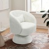 LuxenHome Upholstered Cream Club Swivel Chair with Upholstered Cream Wood Base Off-White - 4 of 4