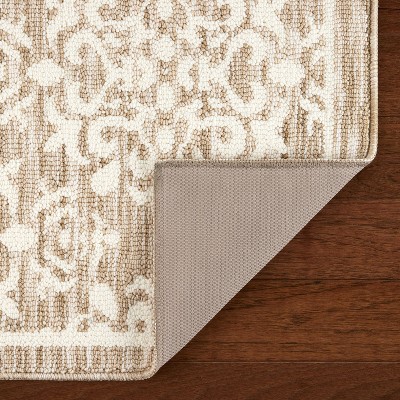 Beige Tufted Medallion Washable Rectangular Rug 24" x 40"