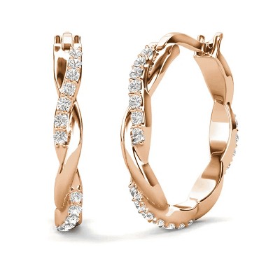 18k Gold Plated 22mm Hoop Earrings with Crystals for Women