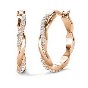 18k Gold Plated 22mm Hoop Earrings with Crystals for Women - 1 of 4