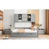 TIRAMISUBEST Twin/Full Size Daybed With Twin Size Trundle and All-in-One Cabinet, Wooden Daybed Frame Sofa Bed with Storage Shelves - 3 of 4
