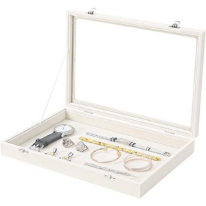 Black Velvet Jewelry Display Tray with Lid, Organizer Storage Case for Necklaces, Bracelets, Rings, and Beads - 1 of 4